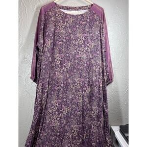 J. Jill Pure Jill Maison Paisley Purple Floral Maxi Viscose Dress Womens‎ Medium